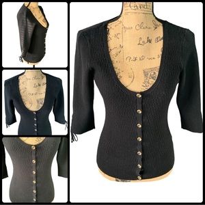 Guess Black Button Down Sweater Size XL